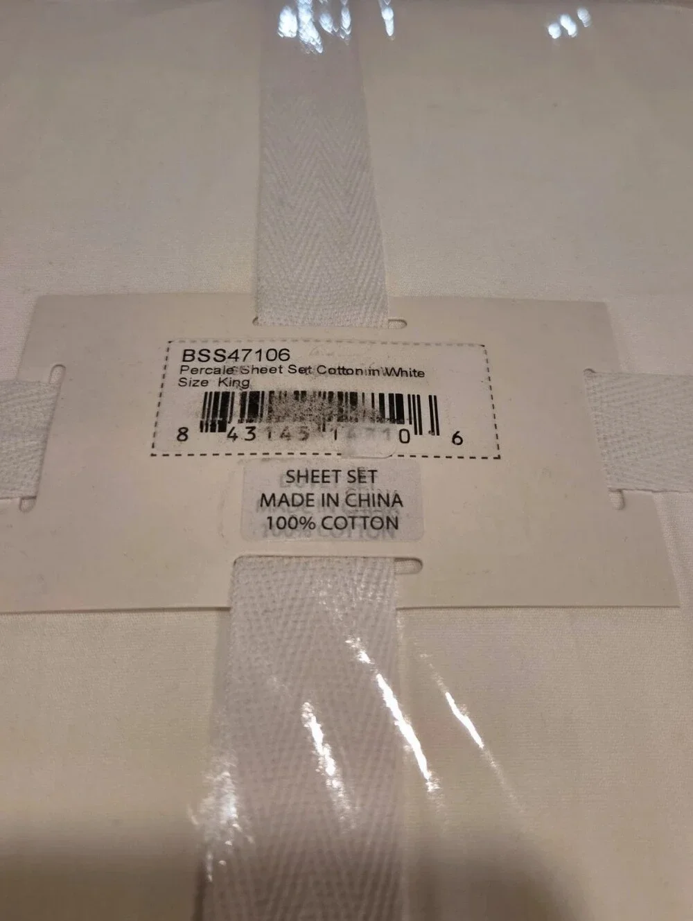 Spring+Mercer 100% Cotton Percale King Sheet Set White Cottage Farmhouse Luxury
